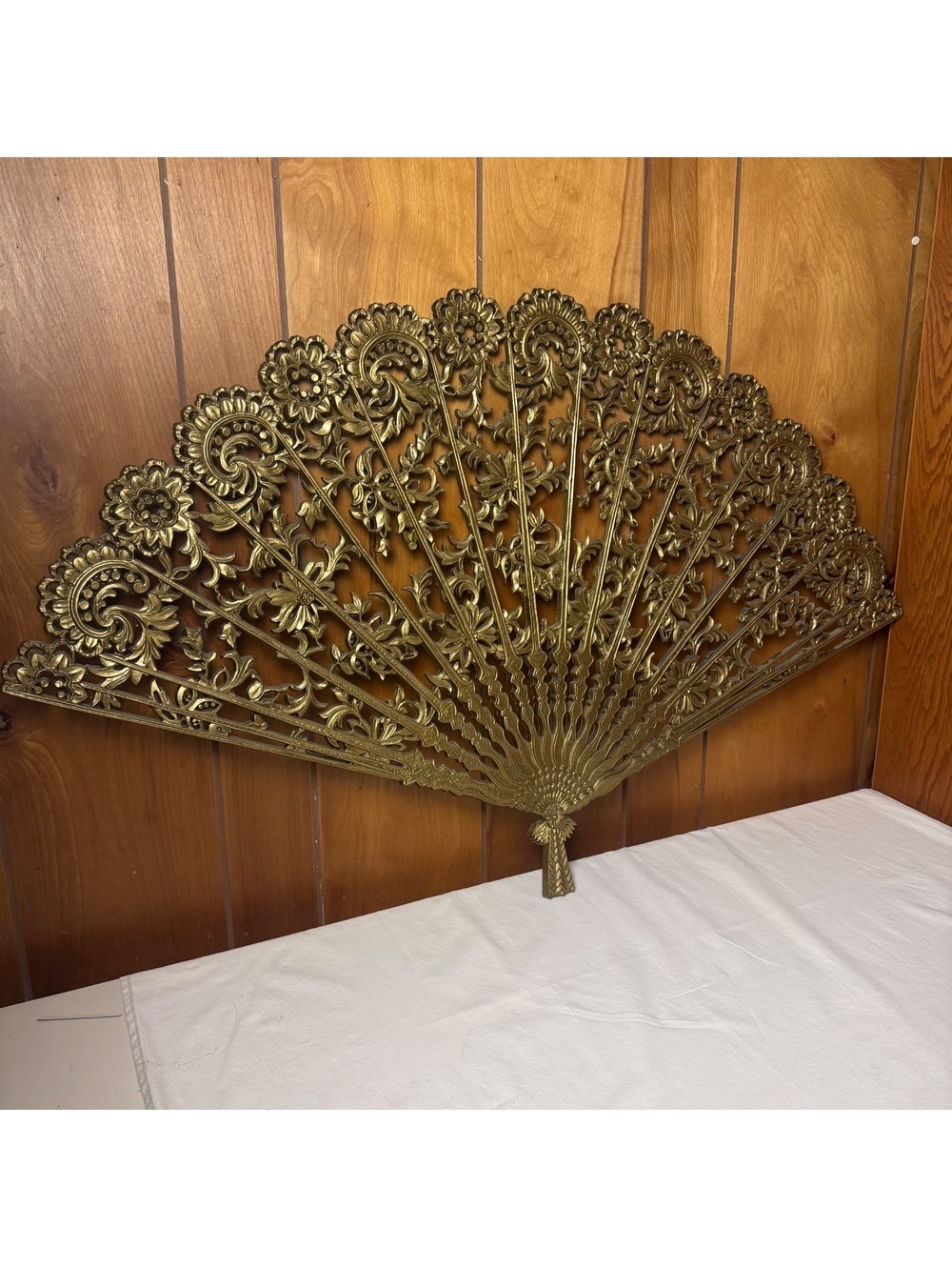 Vintage Gold Fan Wall Art Burwood 4402 Hollywood Regency 43 x 26.5